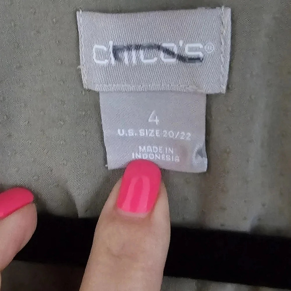 CHICO'S WOMEN SIZE  4 OLIVE GREEN SHIRT - Picture 2 of 8